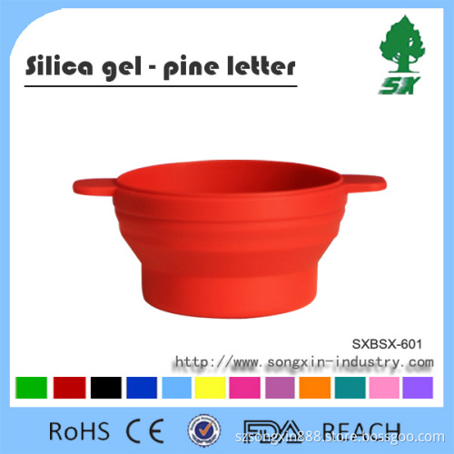 Customized Kid Design Food Grade& BPA free silicone baby feeding bowl with handles/Collapsible Silicone Bowl